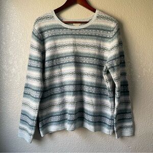 LL Bean Womens XL Lambswool Crew Neck Fair Isle Nordic Fisherman Cozy Sweater